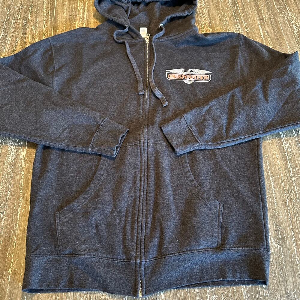 Dark Gray Full-Zip Hoodie with Chest Logo